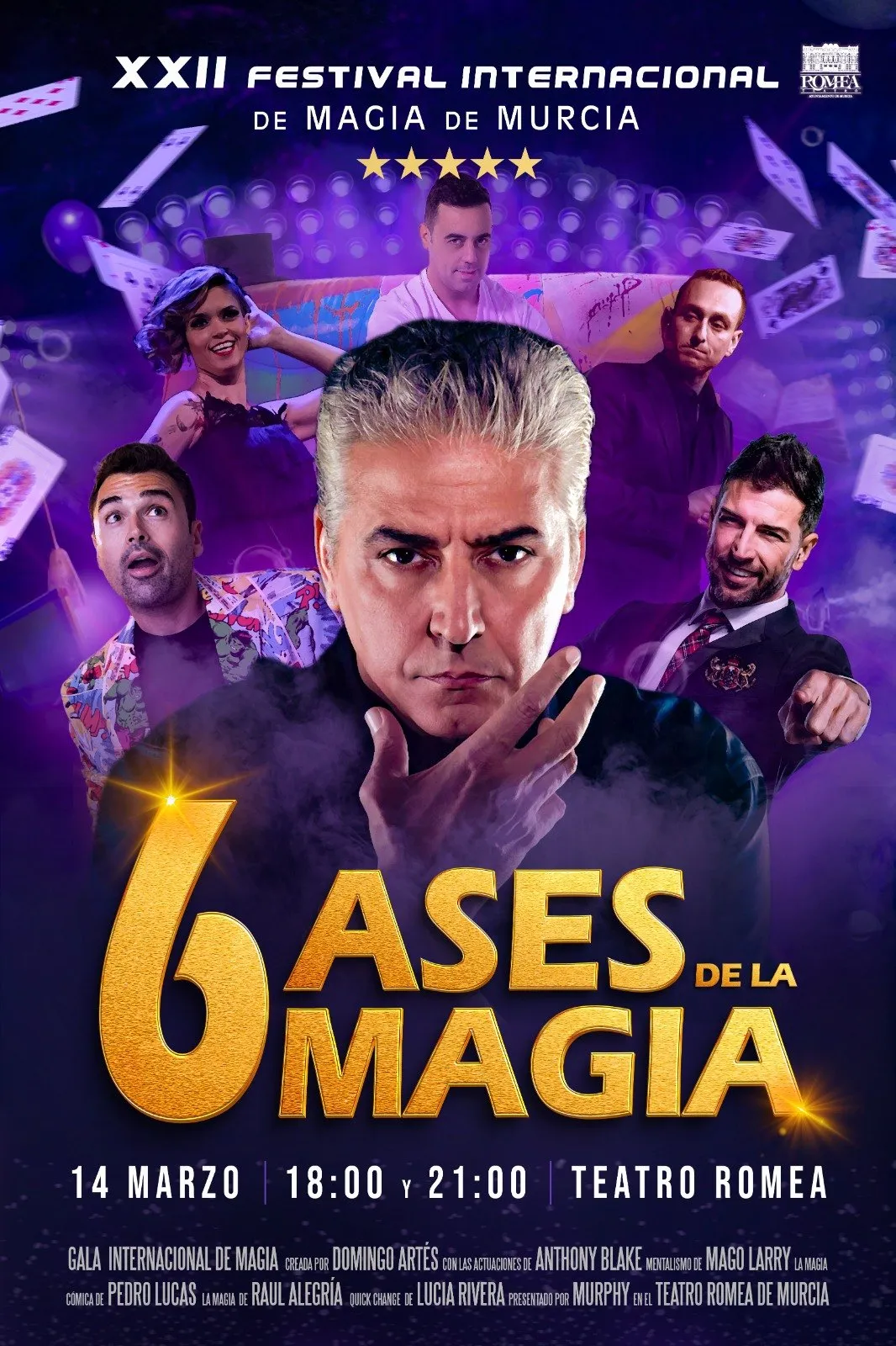 Afiche de 6 Ases de la Magia, gala del XXII Festival Internacional de Magia de Murcia